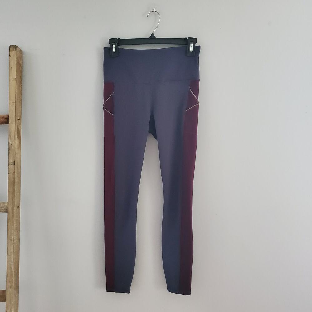 GAIAM Women's Gray Maroon Yoga Leggings Size S